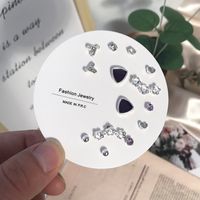 European And American Trend Love Rhinestone Flowers Geometric Leaves Plant Animal Earrings 7 Pairs Set sku image 26