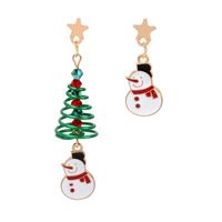 Fashion Personality Design Sense Asymmetric Christmas Earrings Combination Snowflake Christmas Tree Snowman Earrings sku image 2