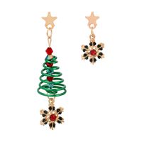 Fashion Personality Design Sense Asymmetric Christmas Earrings Combination Snowflake Christmas Tree Snowman Earrings sku image 3