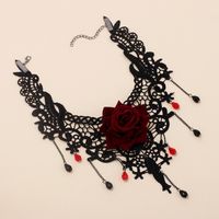 Gothic Lace Rose Necklace Tassel Choker Necklace Necklace sku image 1