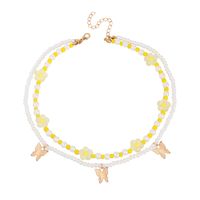 Multi-layer Pearl Butterfly Necklace Fashion Beaded Choker Necklace sku image 1