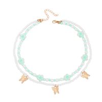 Multi-layer Pearl Butterfly Necklace Fashion Beaded Choker Necklace sku image 2