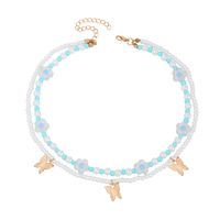 Multi-layer Pearl Butterfly Necklace Fashion Beaded Choker Necklace sku image 3