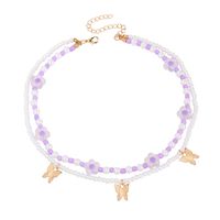 Multi-layer Pearl Butterfly Necklace Fashion Beaded Choker Necklace sku image 4