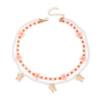 Multi-layer Pearl Butterfly Necklace Fashion Beaded Choker Necklace sku image 6