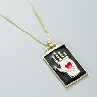 Diseño De Nicho Palma En Forma De Corazón De Cobre Chapado En Oro Collar Colgante Joyería sku image 2