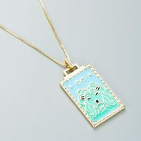 Lion Pattern Oil Drop Pendant Necklace Niche Design Copper Gold-plated Necklace sku image 2