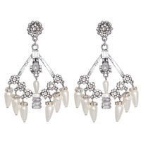 New Personality Style Diamond-studded Pearl Earrings Drop-shaped Earrings sku image 1