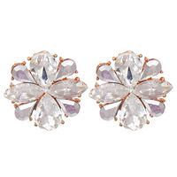New European And American Personality Geometric Square Flower Diamond Earrings sku image 1