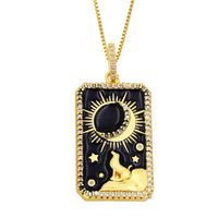 Tarot Necklace Copper Plated 18k Gold Fashion Retro Oil Painting Pendant Necklace sku image 2