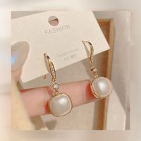 Fashion Pearl Earrings 2021 New Trendy Ear Hooks Korean Retro Copper Earrings Women Wholesale main image 7