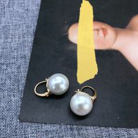 White Pearl Silver Needle Stud Earrings sku image 9