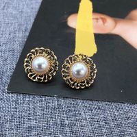 White Pearl Silver Needle Stud Earrings sku image 4