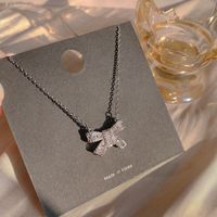 Bow Knot Necklace Pendant Design Sense Of Light Luxury Suit Clavicle Chain Zircon Necklace Wholesale main image 1