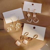 Korean Opal Earrings Female Geometric Tassel Long Earrings Personality Ear Hooks Wholesale main image 1