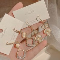Korean Opal Earrings Female Geometric Tassel Long Earrings Personality Ear Hooks Wholesale main image 5
