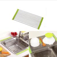 Retractable Drain Basket Kitchen Rack Stainless Steel Folding Storage Rack main image 1