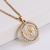 Korean Glossy Stainless Steel Ecg Design Pendant Necklace Earrings Set Wholesale main image 3