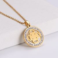 Korean Glossy Stainless Steel Hollow Flower Necklace Earrings Set Wholesale main image 3