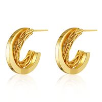 Retro Twist Earrings Brass 18k Real Gold Plated Cold Wind Retro French Earrings main image 1