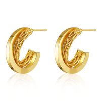 Retro Twist Earrings Brass 18k Real Gold Plated Cold Wind Retro French Earrings main image 2