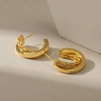 Retro Twist Earrings Brass 18k Real Gold Plated Cold Wind Retro French Earrings main image 5