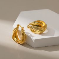 1 Pair Lady Geometric Gold Plated Copper No Inlaid Hoop Earrings main image 3