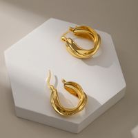 1 Pair Lady Geometric Gold Plated Copper No Inlaid Hoop Earrings main image 4