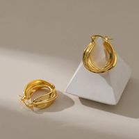 1 Pair Lady Geometric Gold Plated Copper No Inlaid Hoop Earrings main image 5