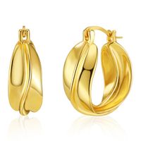 1 Pair Lady Geometric Gold Plated Copper No Inlaid Hoop Earrings main image 6