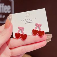 Koreanische Neue Süße Rosa Kirsche Ohrringe Mode Wald Einfache Persönlichkeit Ohrringe main image 1