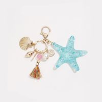 New Starfish Shell Tassel Pearl Couple Keychain main image 5