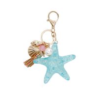 New Starfish Shell Tassel Pearl Couple Keychain main image 6