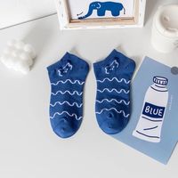 Blaue Bären Socken Damen Socken Mit Flachem Mund Socken Im Frühling Und Sommer College-stil Kurze Socken sku image 1