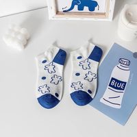 Blaue Bären Socken Damen Socken Mit Flachem Mund Socken Im Frühling Und Sommer College-stil Kurze Socken sku image 3