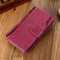 New Men's Wallet Long Oil Wax Leather Clutch Classic Crazy Horse Leather Retro European And American Wallet sku image 1