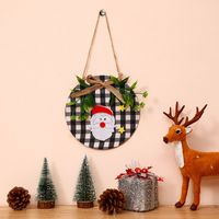 Christmas Ornaments Wreath Wood Pendant Applique Wooden Doorplate Door Hanging Christmas Pendant Wreath sku image 1