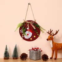 Christmas Ornaments Wreath Wood Pendant Applique Wooden Doorplate Door Hanging Christmas Pendant Wreath sku image 4