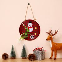 Christmas Ornaments Wreath Wood Pendant Applique Wooden Doorplate Door Hanging Christmas Pendant Wreath sku image 5