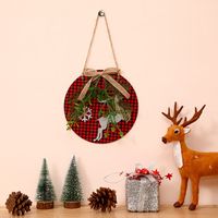 Christmas Ornaments Wreath Wood Pendant Applique Wooden Doorplate Door Hanging Christmas Pendant Wreath sku image 6