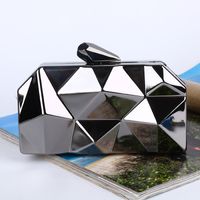 Pure Color New Dinner Bag Rhombus Iron Box Evening Bag Evening Clutch Bag sku image 1