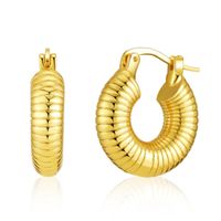 European And American  Hot Sale Thread Hollow Out Ear Clip Fashionable Copper Plating 18k Real Gold Thread Ring Type Short Earrings Female sku image 1