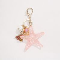 New Starfish Shell Tassel Pearl Couple Keychain sku image 1