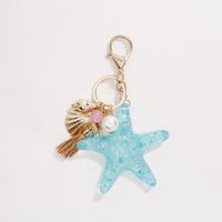 New Starfish Shell Tassel Pearl Couple Keychain sku image 2
