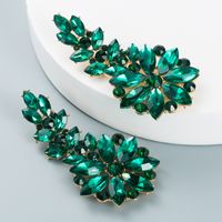 Fashion Color Rhinestone Series Personalized Long Geometric Flower Earrings main image 3