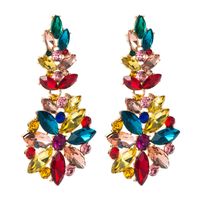 Fashion Color Rhinestone Series Personalized Long Geometric Flower Earrings main image 8