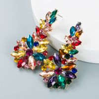 Fashion Color Rhinestone Series Personalized Long Geometric Flower Earrings sku image 1