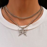 Personalized Hollow Butterfly Pendant Bead Chain Two-piece Necklace main image 2