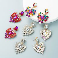 Fashion Alloy Color Rhinestone Full Diamond Geometric Earrings main image 1