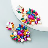 Fashion Alloy Color Rhinestone Full Diamond Geometric Earrings main image 3